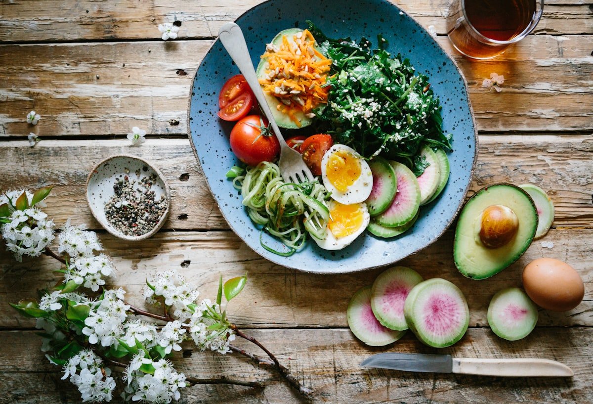Beautiful spread of skin-healthy foods